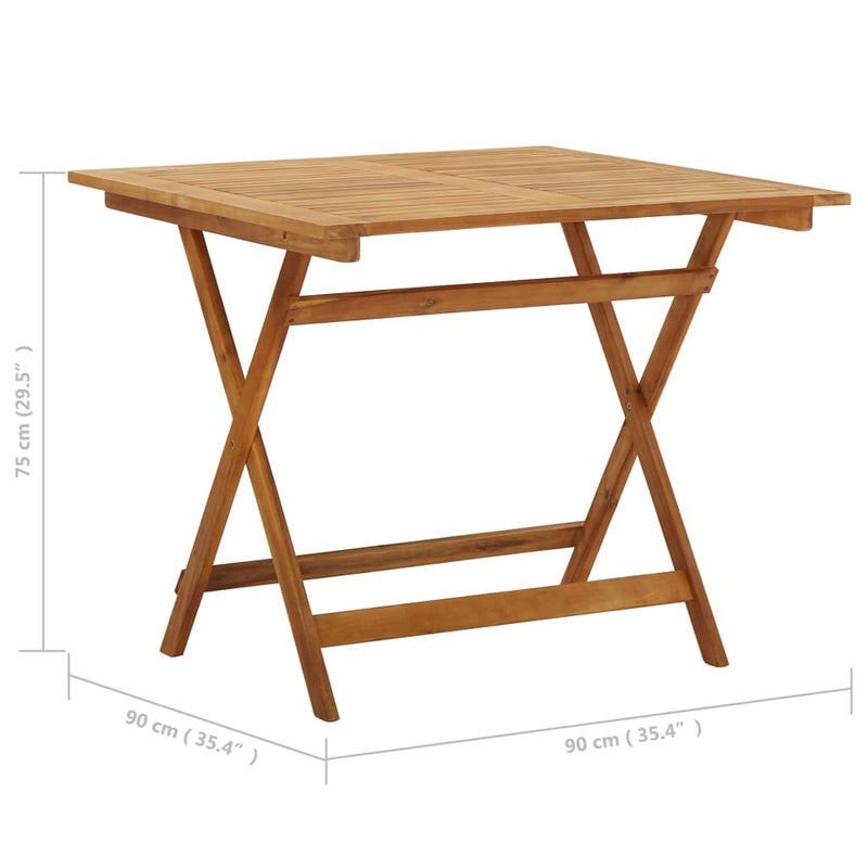 Folding Garden Table 90x90x75 cm Solid Acacia Wood Payday Deals