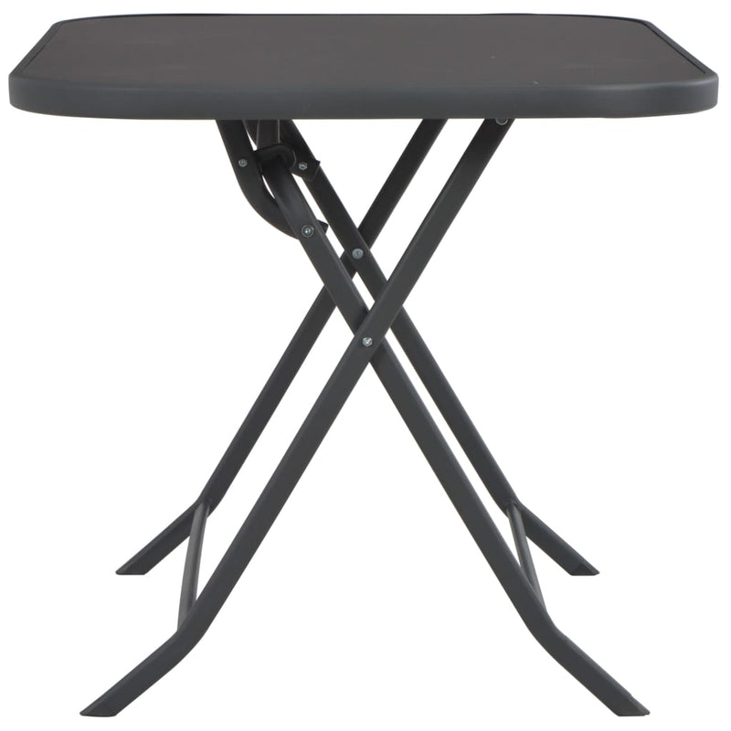 Folding Garden Table Grey 100x75x72 cm Glass and Steel Payday Deals
