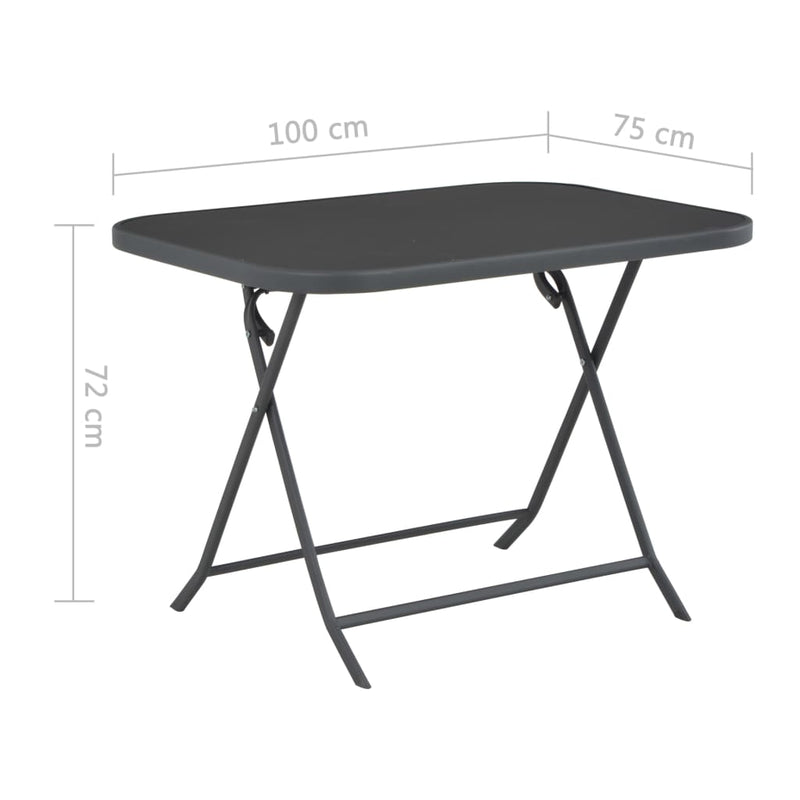 Folding Garden Table Grey 100x75x72 cm Glass and Steel Payday Deals