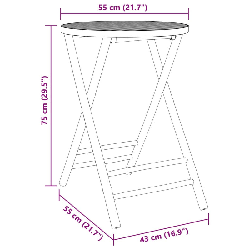 Folding Garden Table Ø55x75 cm Bamboo Payday Deals