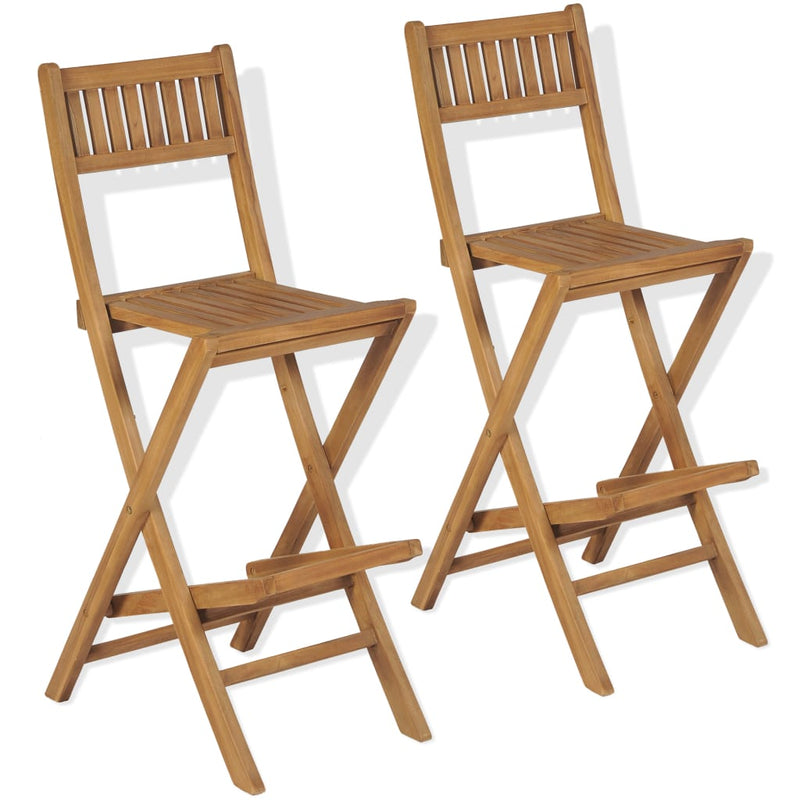 Folding Outdoor Bar Stools 2 pcs Solid Teak Wood Payday Deals