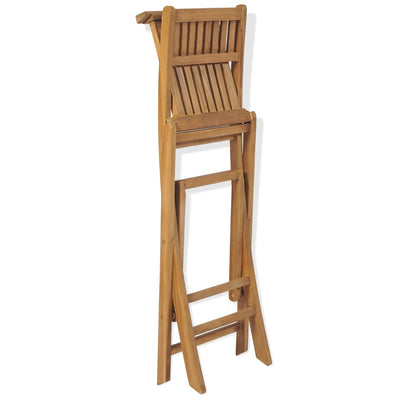 Folding Outdoor Bar Stools 2 pcs Solid Teak Wood Payday Deals