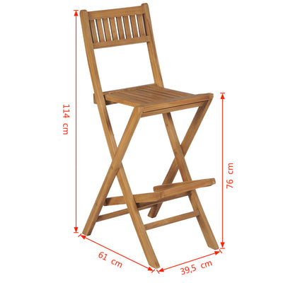 Folding Outdoor Bar Stools 2 pcs Solid Teak Wood Payday Deals