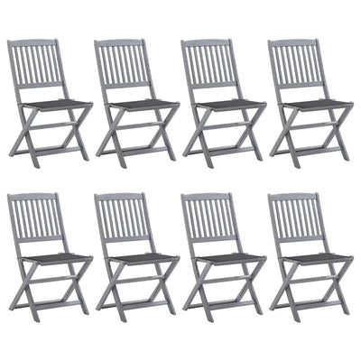 Folding Outdoor Chairs 8 pcs with Cushions Solid Acacia Wood Payday Deals