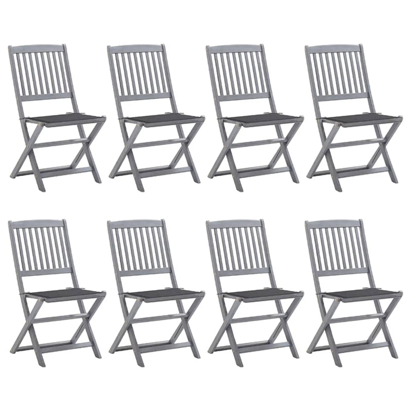Folding Outdoor Chairs 8 pcs with Cushions Solid Acacia Wood Payday Deals