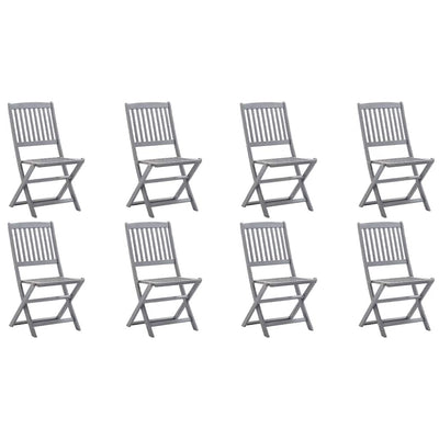 Folding Outdoor Chairs 8 pcs with Cushions Solid Acacia Wood Payday Deals