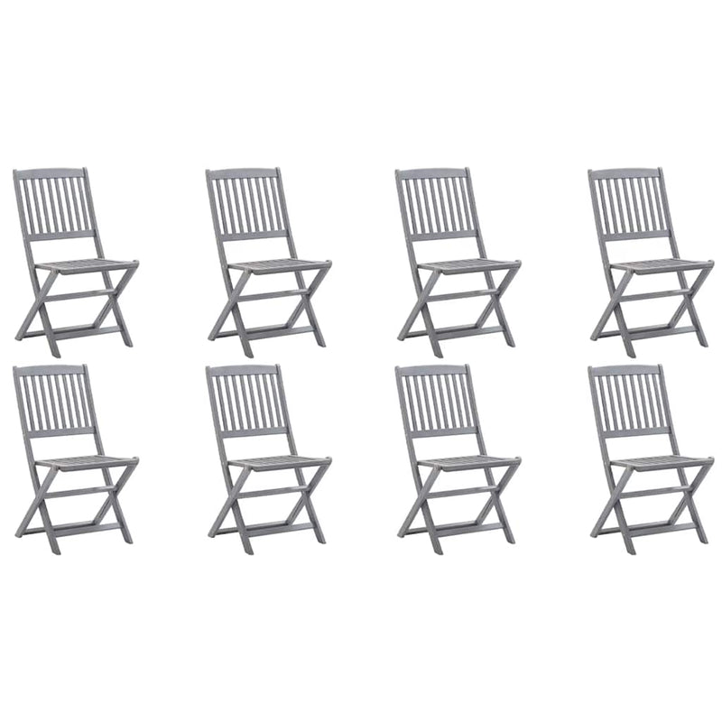 Folding Outdoor Chairs 8 pcs with Cushions Solid Acacia Wood Payday Deals