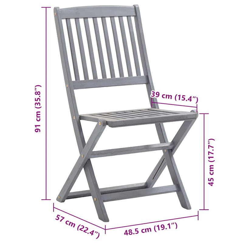 Folding Outdoor Chairs 8 pcs with Cushions Solid Acacia Wood Payday Deals