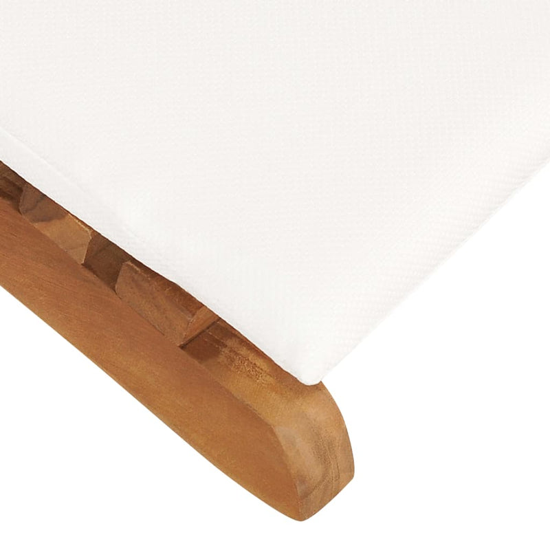 Folding Sun Lounger with Cream White Cushion Solid Teak Wood Payday Deals