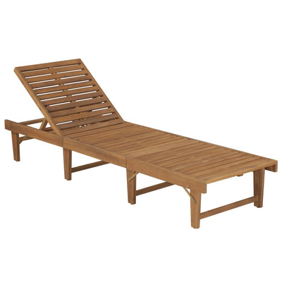 Folding Sun Lounger with Cushion Solid Acacia Wood Payday Deals