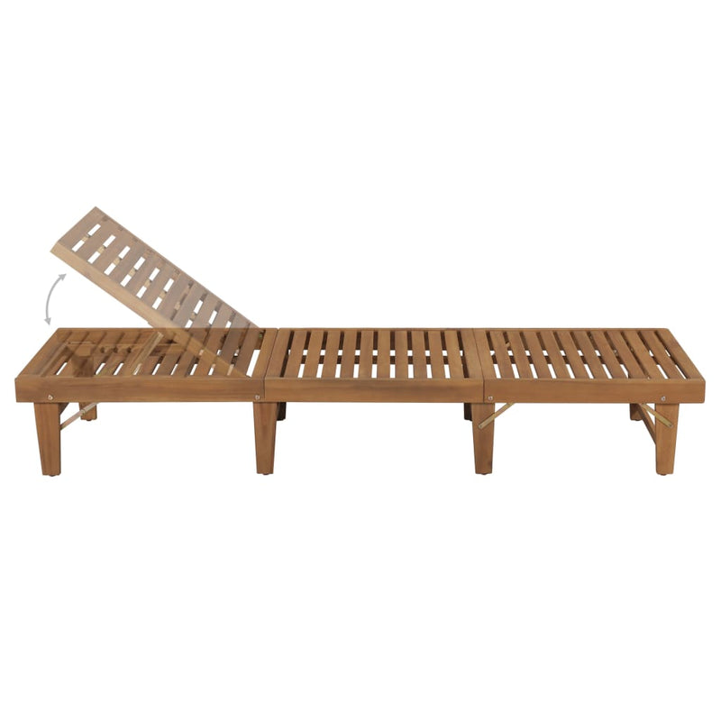 Folding Sun Lounger with Cushion Solid Acacia Wood Payday Deals