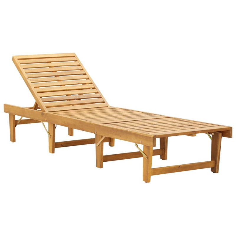 Folding Sun Lounger with Cushion Solid Acacia Wood Payday Deals