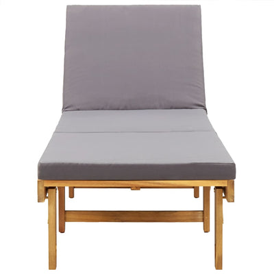 Folding Sun Lounger with Cushion Solid Acacia Wood Payday Deals