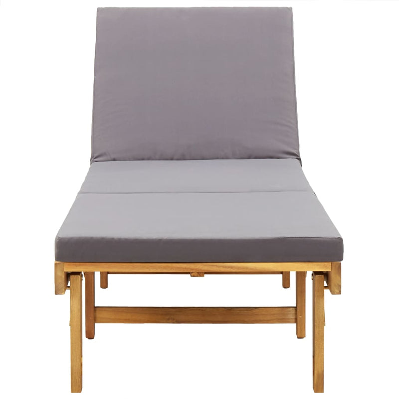 Folding Sun Lounger with Cushion Solid Acacia Wood Payday Deals