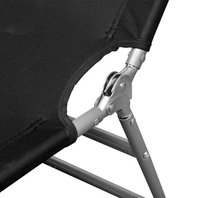 Folding Sun Lounger with Head Cushion Powder-coated Steel Black Payday Deals