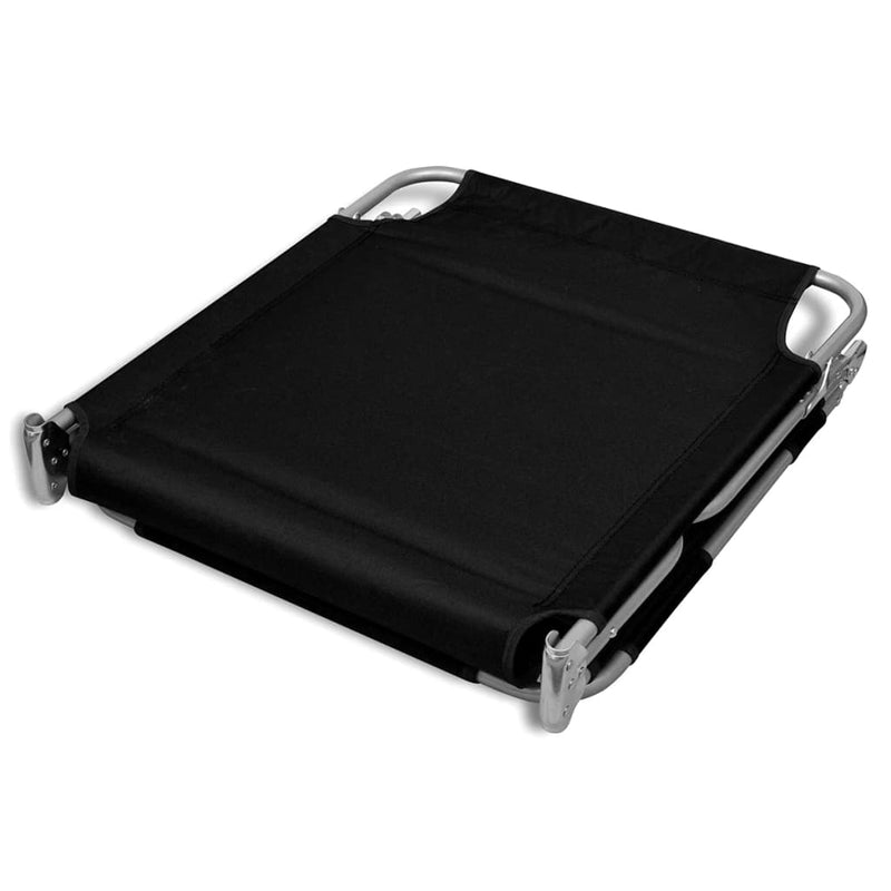 Folding Sun Lounger with Head Cushion Powder-coated Steel Black Payday Deals
