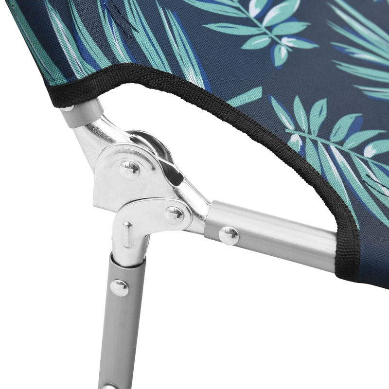Folding Sun Lounger with Head Cushion Steel Leaves Print Payday Deals