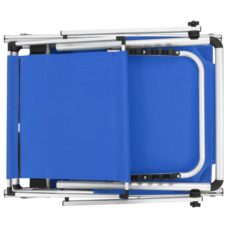 Folding Sun Lounger with Roof Aluminium and Textilene Blue Payday Deals