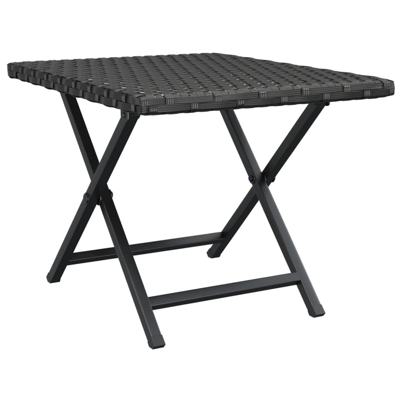 Folding Table Black 45x35x32 cm Poly Rattan Payday Deals