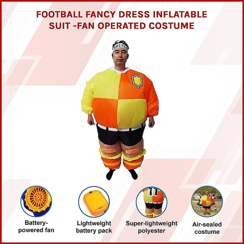 FOOTBALL Fancy Dress Inflatable Suit -Fan Operated Costume Payday Deals