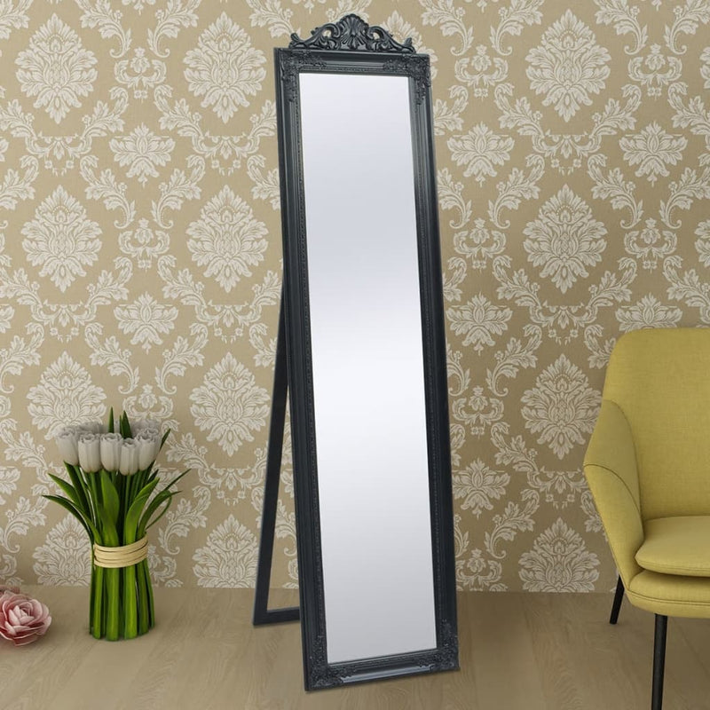 Free-Standing Mirror Baroque Style 160x40 cm Black Payday Deals