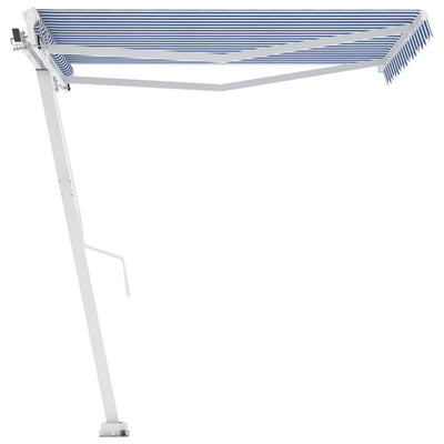 Freestanding Manual Retractable Awning 350x250 cm Blue/White Payday Deals