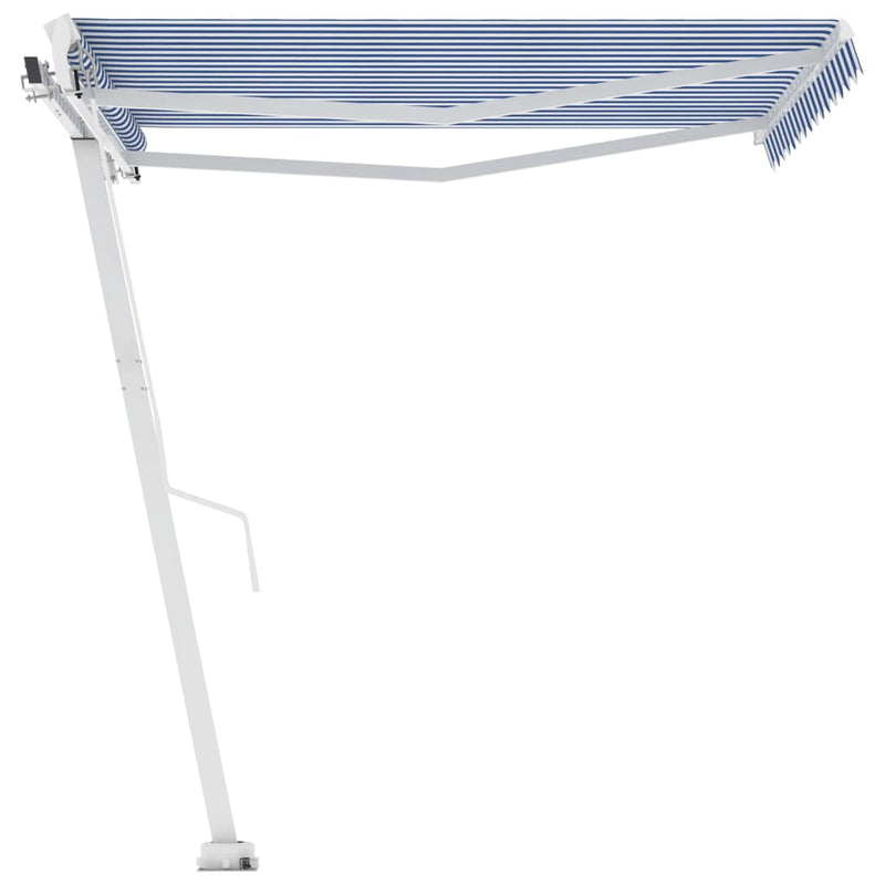 Freestanding Manual Retractable Awning 350x250 cm Blue/White Payday Deals