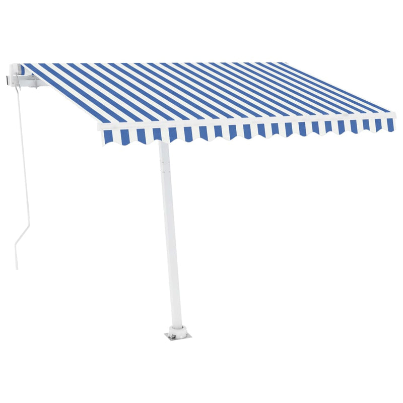 Freestanding Manual Retractable Awning 350x250 cm Blue/White Payday Deals