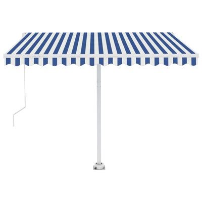 Freestanding Manual Retractable Awning 350x250 cm Blue/White Payday Deals