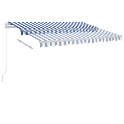 Freestanding Manual Retractable Awning 350x250 cm Blue/White Payday Deals