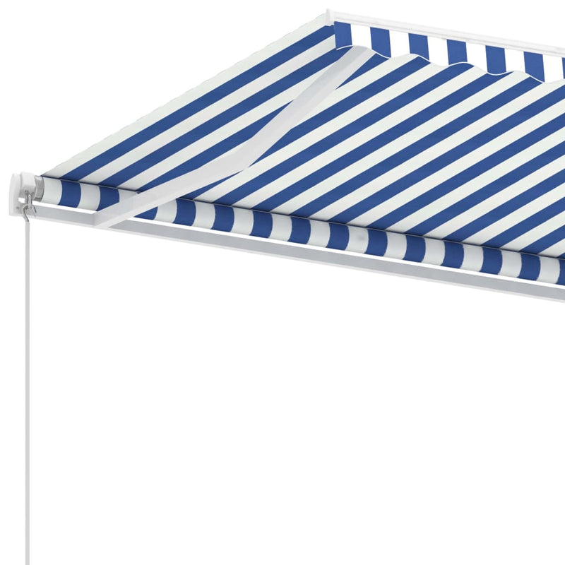 Freestanding Manual Retractable Awning 350x250 cm Blue/White Payday Deals