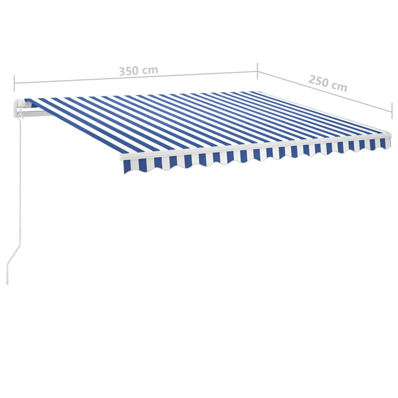 Freestanding Manual Retractable Awning 350x250 cm Blue/White Payday Deals