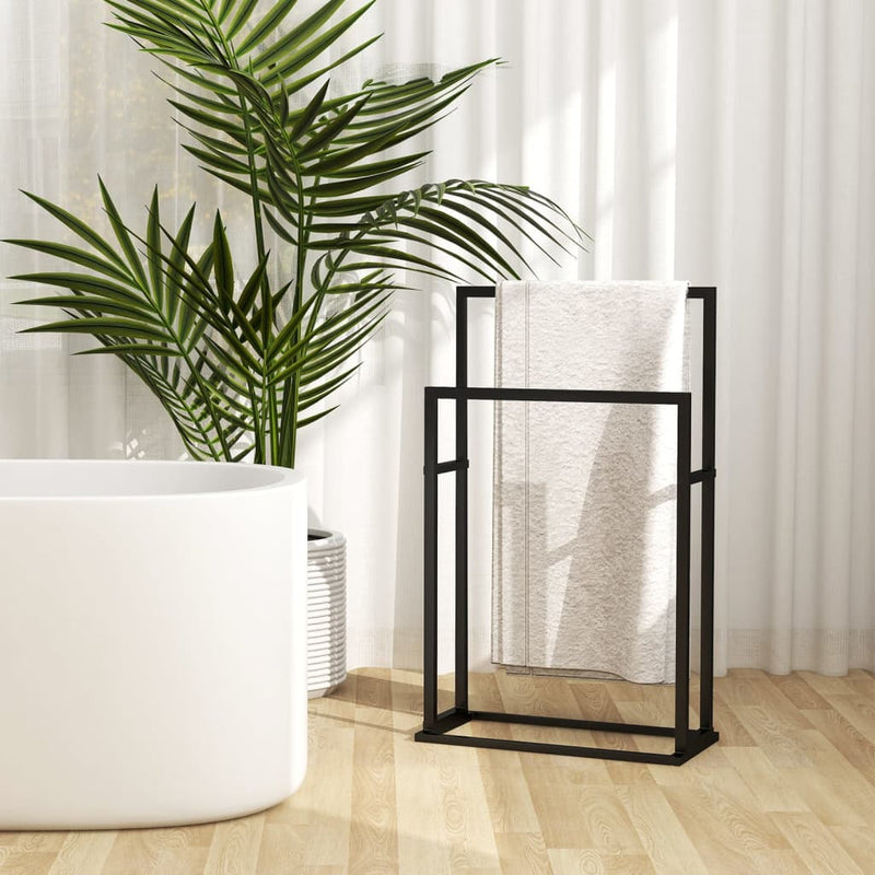 Freestanding Towel Rack Black 48x24x78.5 cm Iron Payday Deals