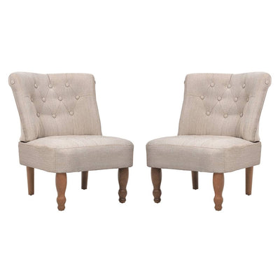 French Chairs 2 pcs Cream Fabric Payday Deals