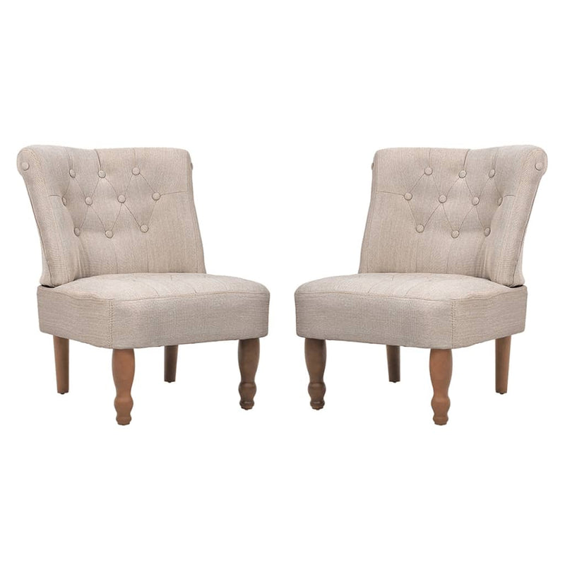 French Chairs 2 pcs Cream Fabric Payday Deals