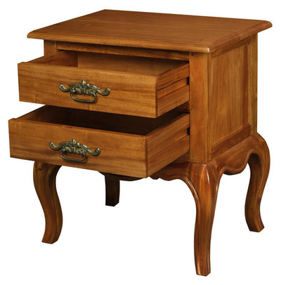 French Provincial 2 Drawer Side Table (Light Pecan) Payday Deals