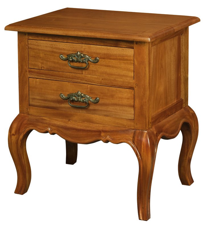 French Provincial 2 Drawer Side Table (Light Pecan) Payday Deals