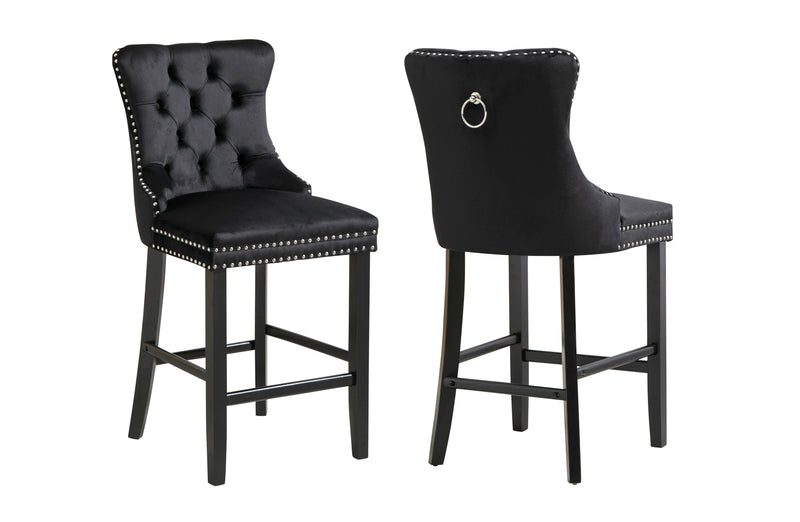 French Provincial Black Bar Stools with Footrest - Set of 2 Payday Deals