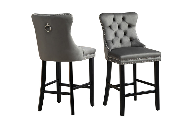 French Provincial Dark Grey Bar Stools with Footrest - Set of 2 Payday Deals