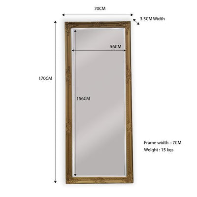 French Provincial Ornate Mirror - Country Gold - Medium 70cm x 170cm Payday Deals