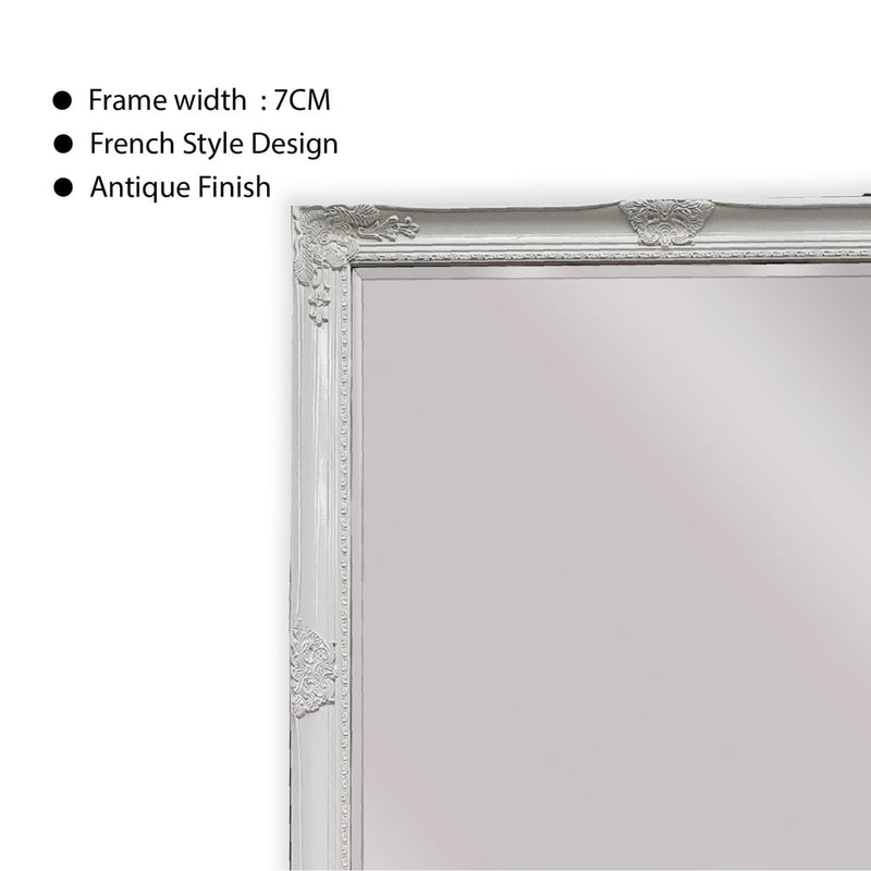 French Provincial Ornate Mirror - White - Medium 70cm x 170cm Payday Deals