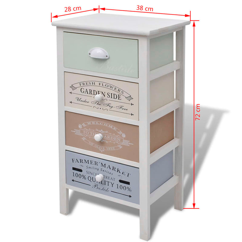 French Storage Cabinet 4 Drawers Wood Payday Deals