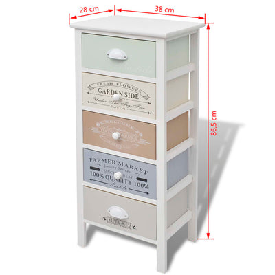 French Storage Cabinet 5 Drawers Wood Payday Deals