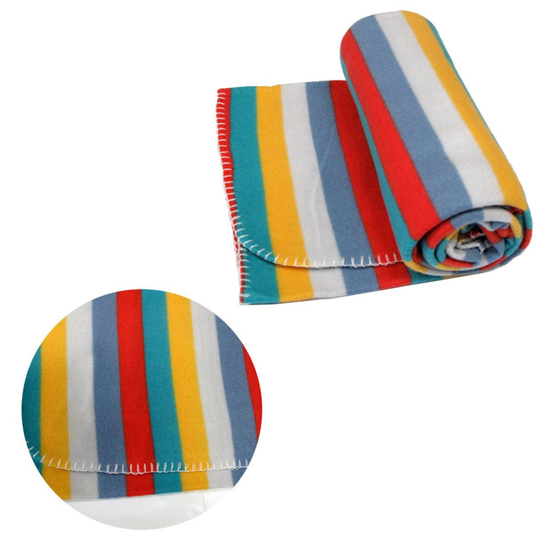 Funky Cute Polar Fleece Throw Rug Bright Stripes Payday Deals