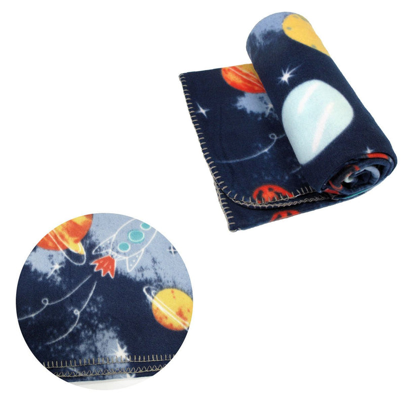 Funky Cute Polar Fleece Throw Rug Navy Planet Space Payday Deals