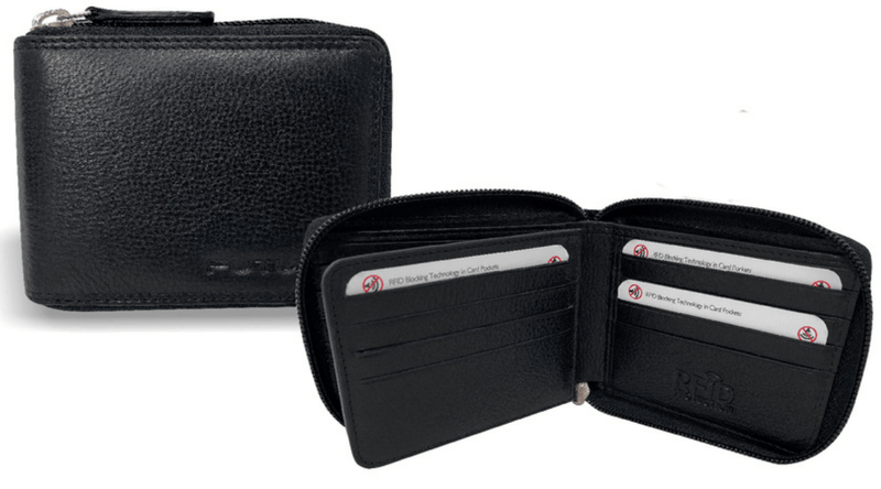 Futura Leather Zip Around Mens Genuine Leather Wallet w/ RFID Protection - Black Payday Deals