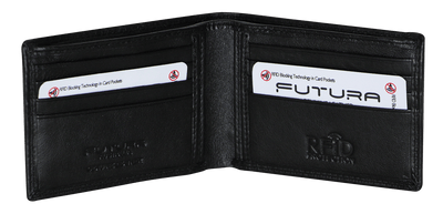 Futura Mens RFID Slim Genuine Leather Wallet - Black Payday Deals