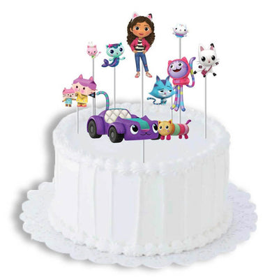 Gabbys Dollhouse Cake Decoration Topper Kit 8 Pack