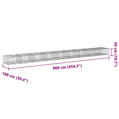 Gabion Basket with Cover 900x100x50 cm Galvanised Iron Payday Deals