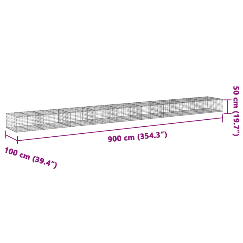 Gabion Basket with Cover 900x100x50 cm Galvanised Iron Payday Deals